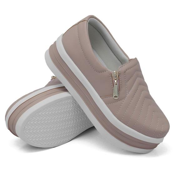 Imagem de Tênis Slip on Feminino Moda Fashion Casual Calce Fácil Linha Confort Estilo Social Trabalho Lazer