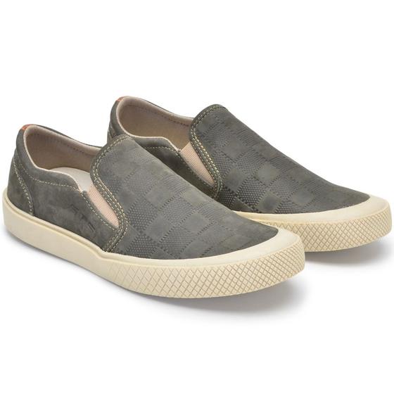 Imagem de Tênis Slip On Iate Couro Nobuck Masculino Texturizado Solado Natural Emborrachado Confortável Casual