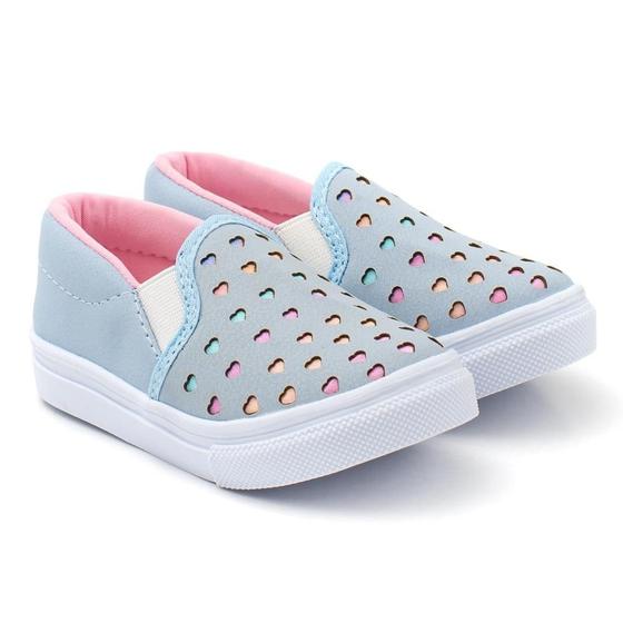 Tênis Slip On Infantil Feminina Corações Vazados Conforto - Funfy ...