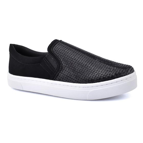 Imagem de Tenis Slip On Lantejoula Preto Godiva Nobuck Preto