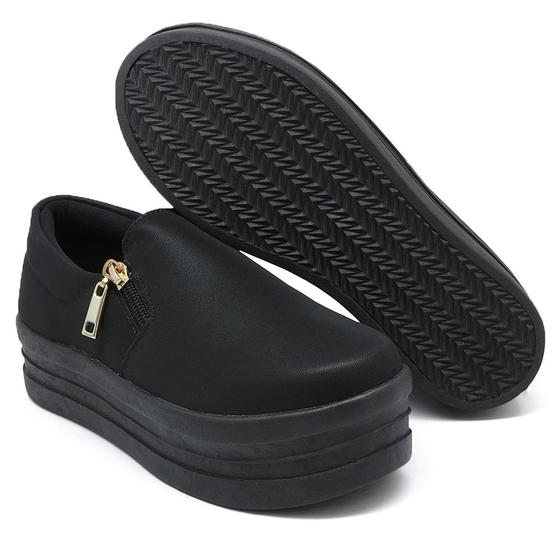 Imagem de Tênis Slip On Liso Dk Shoes com Ziper Lateral e Sola Borracha Robusta