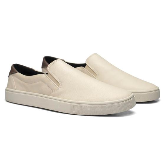 Tênis Slip On Masculino Casual Hiat Marfim Branco Gel Passo