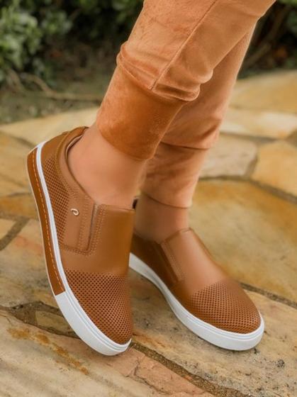 Tênis Pegada Feminino Tenis Slip On De Couro Sapatenis Feminino