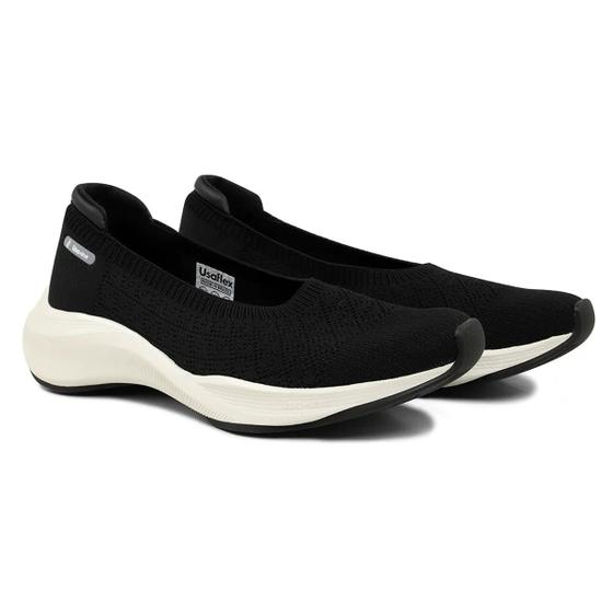 Imagem de Tênis Slip On Usaflex Tricot Casual Feminino - Preto