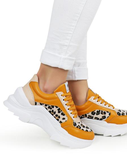 Imagem de Tênis Sneaker Animal Print E Mostarda Feminino - Legut