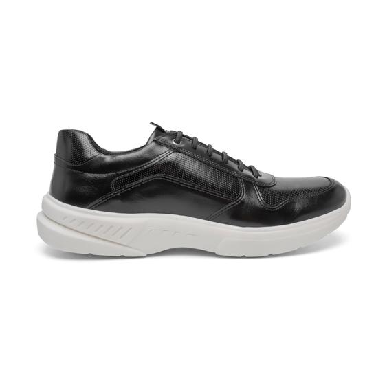 Imagem de Tenis Sneaker Casual Masculino De Amarrar Couro Eco Black