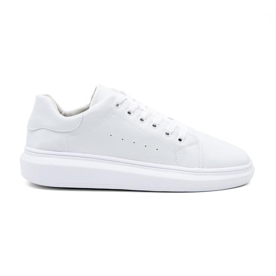 Imagem de Tênis Sneaker Casual Masculino Sola4cm Couro Eco All White