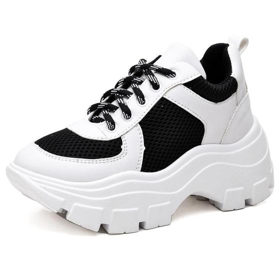 Imagem de Tênis Sneaker Chunky Casual Pires Shoes com Cadarço Detalhado e Sola Alta