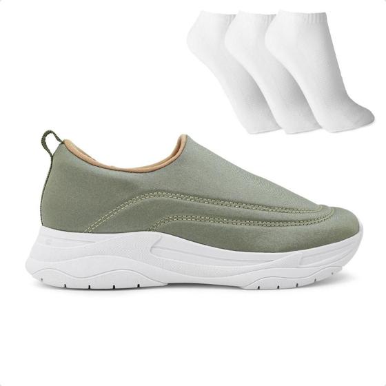 Imagem de Tênis Usaflex Slip On Feminino + 3 Pares de Meias