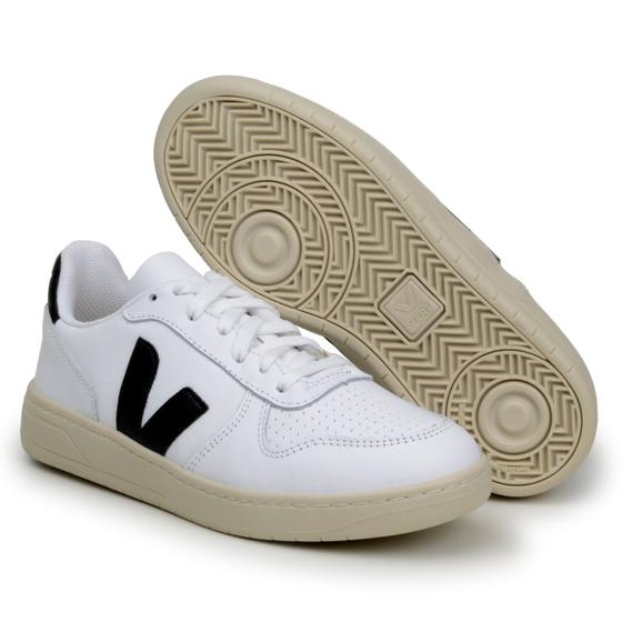 Tênis v 10 masculino e feminino em couro extra white preto Menor preço em Tênis v 10 masculino e feminino em couro extra white preto