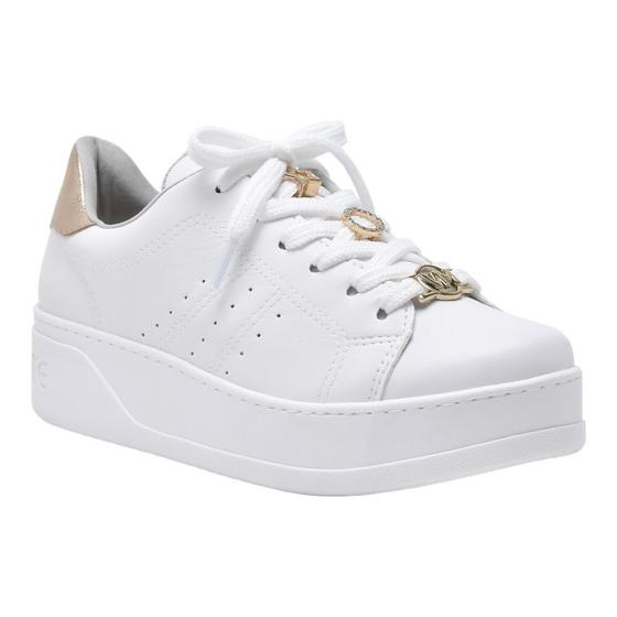 Imagem de Tênis Via Marte Feminino Casual Branco/Dourado Pingente11901