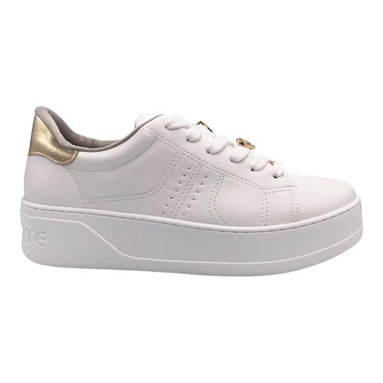 Imagem de Tênis Via Marte Feminino Napa Branco Dourado Sola Alta FlatForm 23002 Original