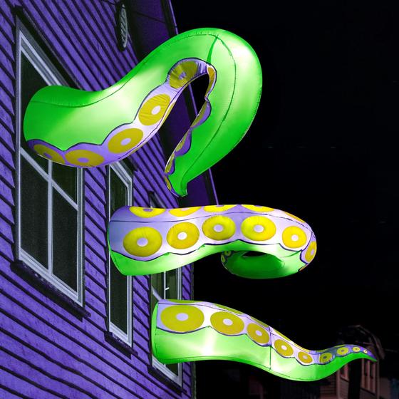 Imagem de Tentáculos de Polvo Infláveis de Halloween Joiedomi com LEDs - Pacote com 3 Unidades