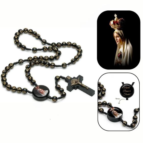 Imagem de Terço Maria Passa na Frente Madeira no Cordão