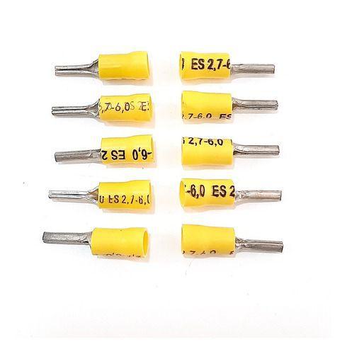 Imagem de Terminal Conector Pré Isolado Amarelo Agulha 2,7 A 6,0 10 Pç