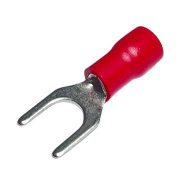 Imagem de Terminal garfo com isolação vermelho 0,5-1,5mm - forquilha m5 - pct c/100pcs (proauto)