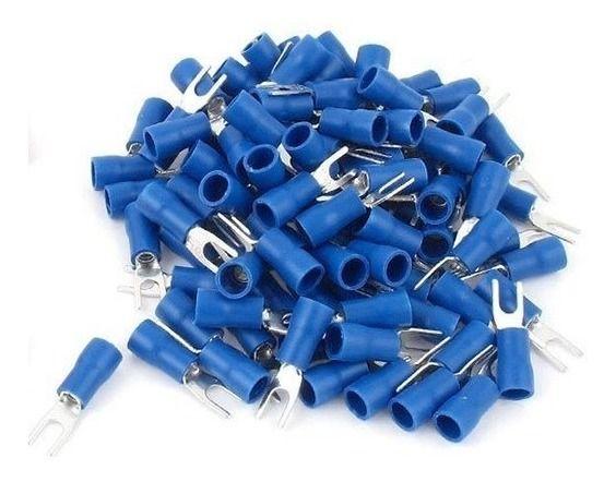 Imagem de Terminal Garfo Technoise Pré-Isolado Azul 1,5 a 2,5mm - Pacote Com 100 Peças