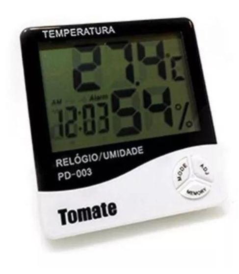 Imagem de Termo higrômetro Temperatura E Umidade Relógio Digital Lcd - Tomate