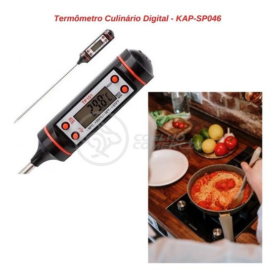 Imagem de Termômetro Culinário Cozinha Digital com Espeto Alimentos e Líquidos Mede -50ºC a +300ºC