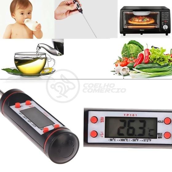 Imagem de Termômetro Culinário Cozinha Digital com Espeto Alimentos e Líquidos Mede -50ºC a +300ºC