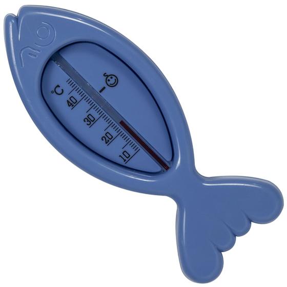 Imagem de Termômetro de Banheira Banho Bebê Medidor de Temperatura Água Infantil Criança Kababy Peixinho Azul