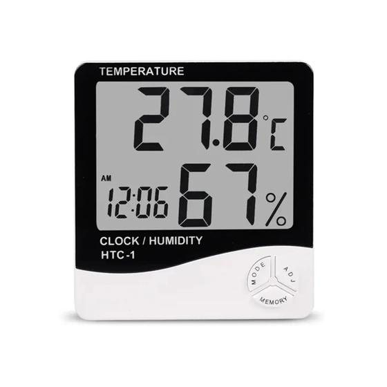 Imagem de Termômetro Digital com Relógio e Higrômetro - Monitoramento de Temperatura e Umidade