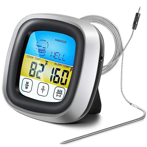 Termômetro Digital de Cozinha com Tela Touchscreen e Sonda para Carne - Inclui Temporizador Menor preço em Termômetro Digital de Cozinha com Tela Touchscreen e Sonda para Carne - Inclui Temporizador