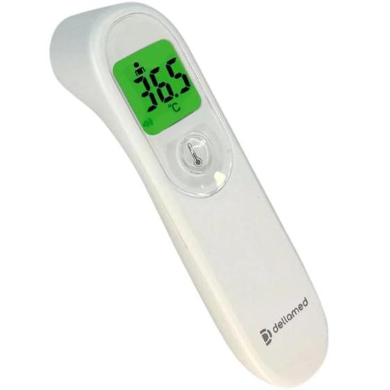 Imagem de Termômetro Digital Infravermelho Medidor De Temperatura Automático Por Testa Sem Contato Branco Dellamed