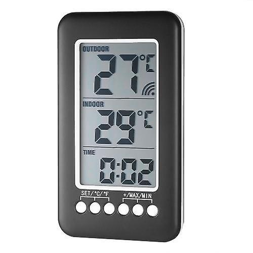 Imagem de Termômetro Digital LCD Sem Fio - Medidor de Temperatura Interna/Externa com Relógio e Transmissor