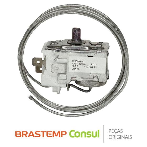 Imagem de Termostato Bivolt TSV-1003-01 / W11107296 Refrigerador Brastemp BVG24A, BVG24B, BVG24C