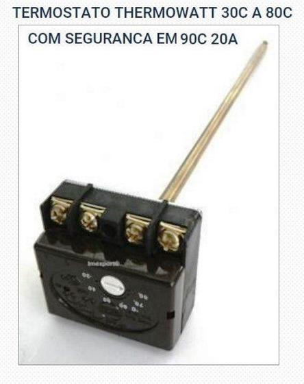 Imagem de Termostato TMS Thermowatt 30C a 80C Com Segurança Em 90C 20A - 05701