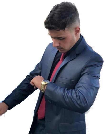 Terno Slim Masculino Poliviscose Azul Noite - Blazer+Calça+Barato Menor preço em Terno Slim Masculino Poliviscose Azul Noite - Blazer+Calça+Barato