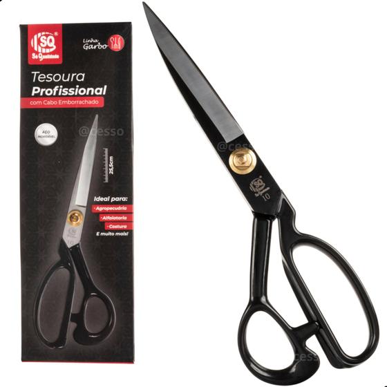 Tesoura Alfaiate Profissional Costura Tecido Aço Inox Grande Cabo Emborrachado SQ3493 Imagem de Tesoura Alfaiate Profissional Costura Tecido Aço Inox Grande Cabo Emborrachado SQ3493