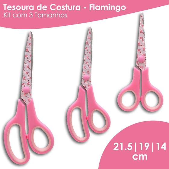 Imagem de Tesoura De Costura Decorada Flamingo - Kit C/ 3 Unidades - BRX