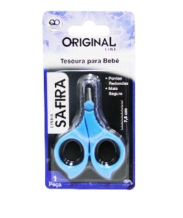 Imagem de Tesoura de unha baby de inox azul  7,5cm