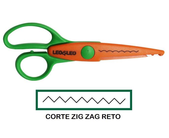 Tesoura Escolar de Picotar Corte Zig Zag Reto - Leonora - Tesoura de ...
