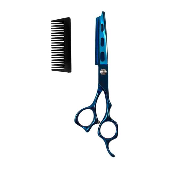 Imagem de Tesoura Fio Navalha Com Pente Removível Para Barba E Cabelo