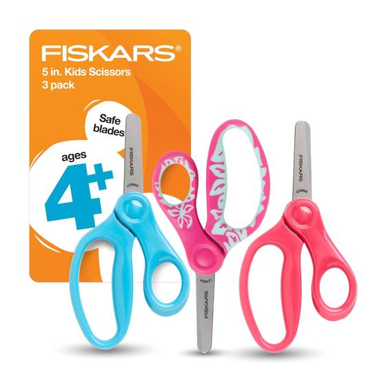 Imagem de Tesoura Fiskars 5 Blunt-Tip para crianças de 4 a 7 anos, na escola ou no artesanato