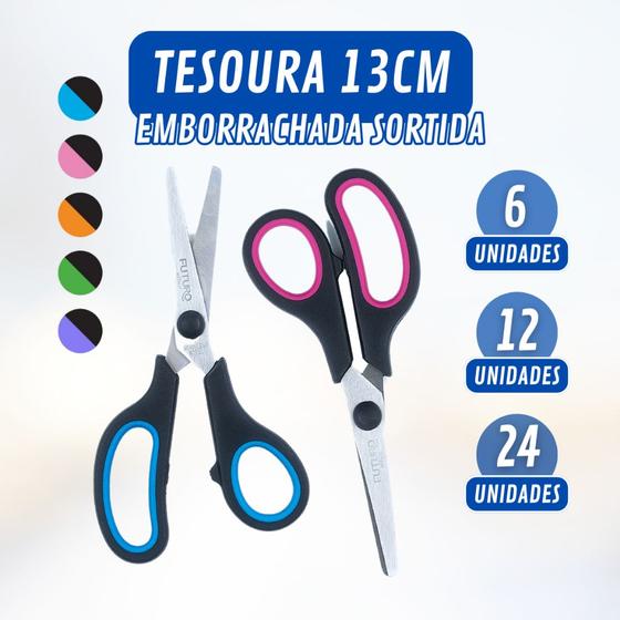Imagem de Tesoura Multiuso Emborrachada Kit Com 6 / 12 / 24 Unidades P