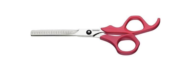 Imagem de Tesoura para cabelo tramontina supercort com lâmina em aço inox com fio desbaste e cabo de polipropileno rosa 6