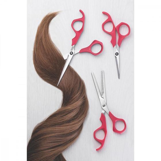 Imagem de Tesoura para Cabelo Tramontina Supercort com Lamina em Aço Inox com Fio Desbaste e Cabo de Polipropileno Rosa 6"