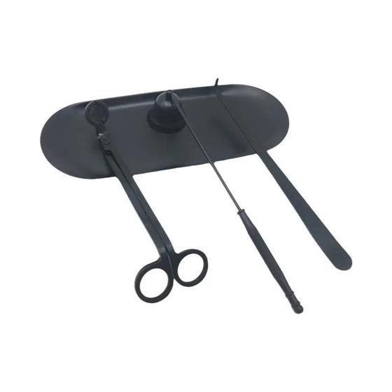 Imagem de Tesoura Para Cortar Pavio De Vela Em Aço Inoxidável 4 Peças/Conjunto Com Bandeja, Ganchos Extintores
