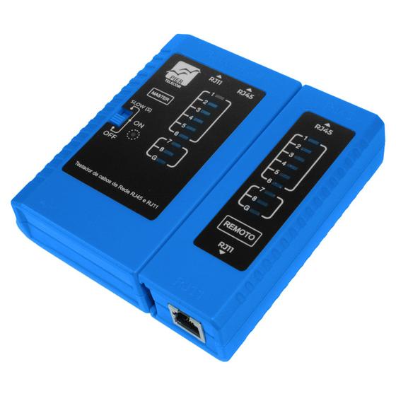 Imagem de Testador de Cabos com Leds RJ11/RJ45 Azul - Pier Telecom