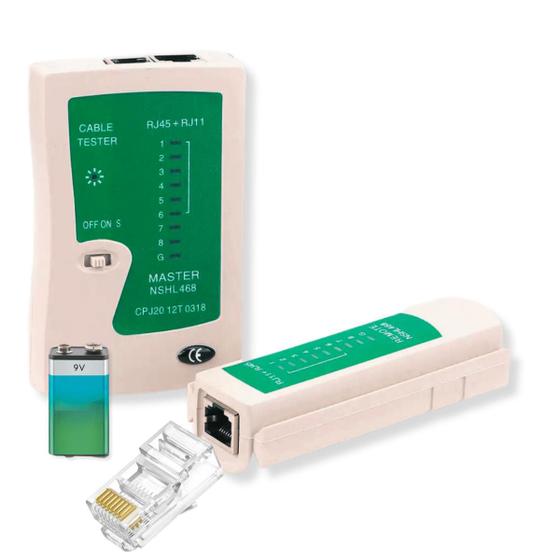 Imagem de Testador De Cabos Multifuncional Rj45  Rj11 com 10 Plug Rj45