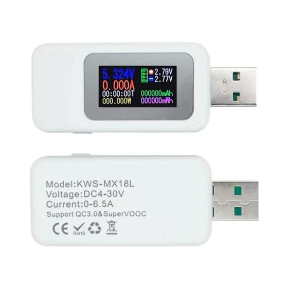 Imagem de Testador USB Tipo C 10 em 1 - Voltímetro e Amperímetro Digital DC