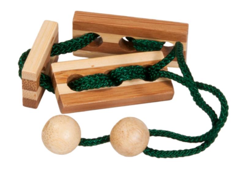 Imagem de Teste de QI, quebra-cabeça de corda de bambu, "verde", em caixa de metal - Fridolin Alemanha