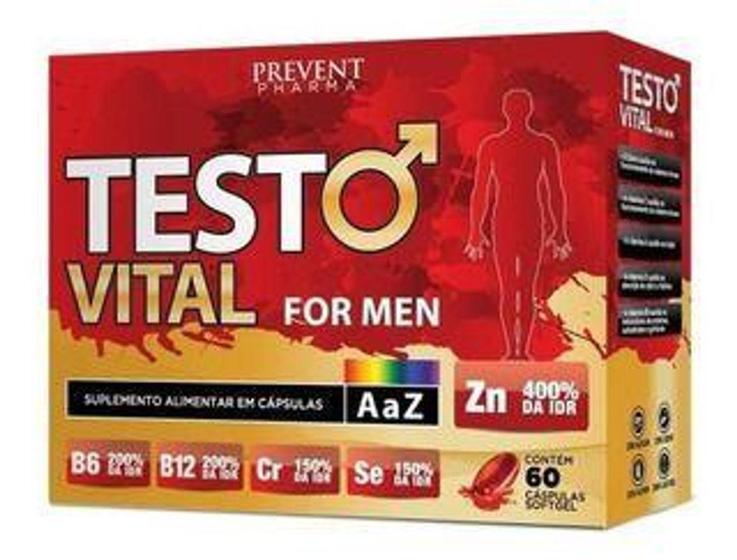 Testo Vital For Men Vitamina C + D + A + B9 e Zinco 60Cáps Prevent