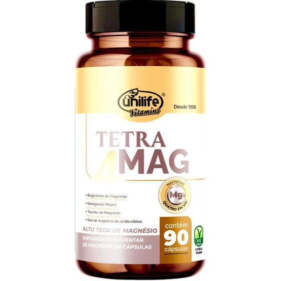 Imagem de Tetra Mag 4 Alto Teor de Magnésio Unilife 90 cápsulas Vegano