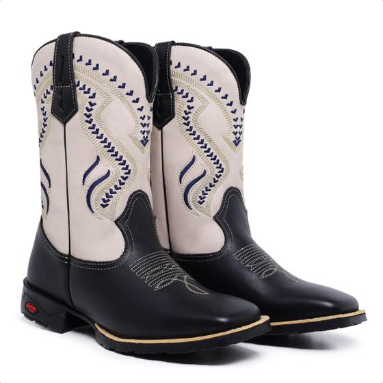 Imagem de Texana Masculina Bota Botina Country Cano Medio Bico Quadrado Bordado Lançamento