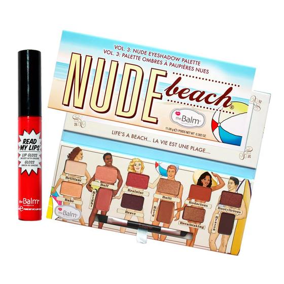 Imagem de The Balm Nude Beach + Read My Lips Hubba Hubba Kit - Paleta de Sombra + Gloss Labial